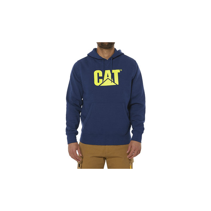 Caterpillar Foundation Hooded Sweatshirt Philippines - Mens Jackets - Blue 81453PSEO